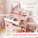 Kids Vanity Set with Chair and Mirror Makeup Dressing Desk with Storage Shelves and Drawers by LJGDeals