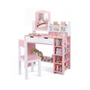 Kids Vanity Set with Chair and Mirror Makeup Dressing Desk with Storage Shelves and Drawers