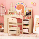 Kids Vanity Set with LED Mirror and Chair - Natural