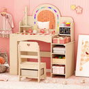 Kids Vanity Set with LED Mirror and Chair - Natural by LJGDeals
