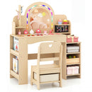 Kids Vanity Set with LED Mirror and Chair - Natural