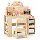 Kids Vanity Set with LED Mirror and Chair - Natural by LJGDeals