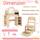 Kids Vanity Set with LED Mirror and Chair - Natural by DirectDeals