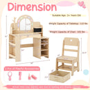 Kids Vanity Set with LED Mirror and Chair - Natural