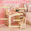 Kids Vanity Set with LED Mirror and Chair - Natural by LJGDeals