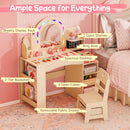 Kids Vanity Set with LED Mirror and Chair - Natural