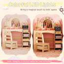 Kids Vanity Set with LED Mirror and Chair - Natural by LJGDeals