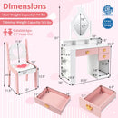 Kids Vanity Set with Crown Mirror and Chair