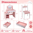 Kids Vanity Set with Rotating Mirror and Chair - Pink