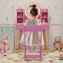 Kids Vanity Set with Lighted Mirror and Storage Drawers by LJGDeals