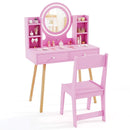 Kids Vanity Set with Lighted Mirror and Storage Drawers by LJGDeals