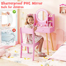 Kids Vanity Set with Lighted Mirror and Storage Drawers