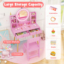 Kids Vanity Set with Lighted Mirror and Storage Drawers