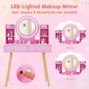 Kids Vanity Set with Lighted Mirror and Storage Drawers by LJGDeals