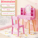 Kids Vanity Set with Lighted Mirror and Storage Drawers
