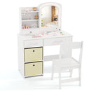 Kids Vanity Set with Lighted Mirror Makeup Desk and Chair Set with Drawers-White