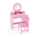 Kids Vanity Set with Mirror Princess Makeup Dressing Desk and Chair Set with Mirror by LJGDeals