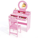 Kids Vanity Set with Mirror Princess Makeup Dressing Desk and Chair Set with Mirror