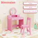 Kids Vanity Set with Mirror Princess Makeup Dressing Desk and Chair Set with Mirror