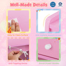 Kids Vanity Set with Mirror Princess Makeup Dressing Desk and Chair Set with Mirror-Pink