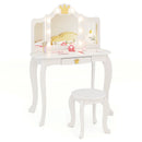 Kids Vanity Set with Tri-fold Lighted Mirror Detachable Top and Stool by LJGDeals