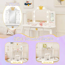 Kids Vanity Set with Tri-fold Lighted Mirror Detachable Top and Stool by LJGDeals