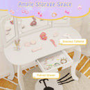Kids Vanity Set with Tri-fold Lighted Mirror Detachable Top and Stool by LJGDeals