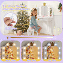 Kids Vanity Set with Tri-fold Lighted Mirror Detachable Top and Stool