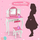 Kids Vanity Table and Stool Set with Cute Polka Dot Print-Pink by LJGDeals