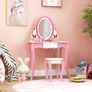 Kids Vanity Table and Stool Set with 360° Rotating Mirror and Whiteboard-Pink by LJGDeals