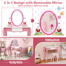 Kids Vanity Table and Stool Set with 360° Rotating Mirror and Whiteboard-Pink by LJGDeals