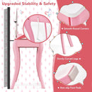 Kids Vanity Table and Stool Set with 360° Rotating Mirror and Whiteboard-Pink by LJGDeals