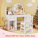 Kids Vanity Table and Chair Set with Lighted Mirror for Kids Aged 3+ Years Old