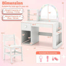 Kids Vanity Table and Chair Set with Lighted Mirror for Kids Aged 3+ Years Old by LJGDeals