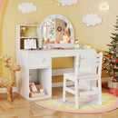 Kids Vanity Table and Chair Set with Lighted Mirror for Kids Aged 3+ Years Old