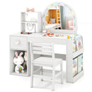 Kids Vanity Table and Chair Set with Lighted Mirror for Kids Aged 3+ Years Old by LJGDeals