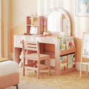 Kids Vanity Table and Chair Set with Lighted Mirror for Kids Aged 3+ Years Old by LJGDeals