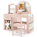 Kids Vanity Table and Chair Set with Lighted Mirror for Kids Aged 3+ Years Old by LJGDeals