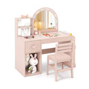 Kids Vanity Table and Chair Set with Lighted Mirror for Kids Aged 3+ Years Old by LJGDeals