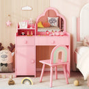 Kids Vanity Table and Chair Set with Cloud-shaped Mirror and Open Shelf by LJGDeals