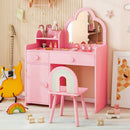 Kids Vanity Table and Chair Set with Cloud-shaped Mirror and Open Shelf by LJGDeals