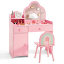 Kids Vanity Table and Chair Set with Cloud-shaped Mirror and Open Shelf by LJGDeals