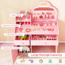 Kids Vanity Table and Chair Set with Cloud-shaped Mirror and Open Shelf by LJGDeals