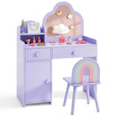 Kids Vanity Table and Chair Set with Cloud-shaped Mirror and Open Shelf by LJGDeals