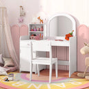 Kids Vanity Table and Chair Set with Shelves Drawer and Cabinet-White by LJGDeals