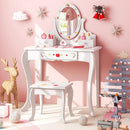 Kids Vanity and Stool Set with 360° Rotatable Mirror and Whiteboard-White by LJGDeals