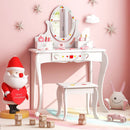 Kids Vanity and Stool Set with 360° Rotatable Mirror and Whiteboard-White by LJGDeals
