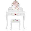 Kids Vanity and Stool Set with 360° Rotatable Mirror and Whiteboard-White by LJGDeals