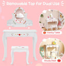 Kids Vanity and Stool Set with 360° Rotatable Mirror and Whiteboard-White by LJGDeals