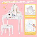 Kids Vanity and Stool Set with 360° Rotatable Mirror and Whiteboard-White by LJGDeals